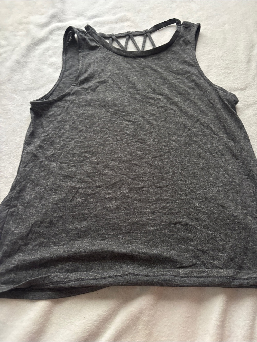 Maurices Charcoal Gray Strappy-Back Tank Top